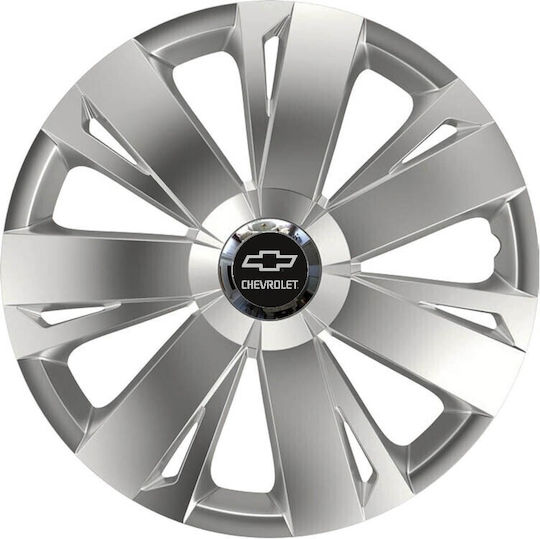 Car Wheel Hubcaps Versaco Energy Rc Silver 14" 3d Metal Logo Chevrolet 4 Pieces