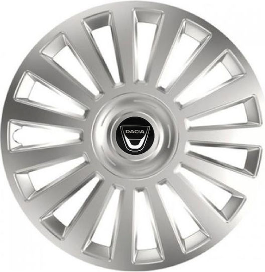 Тасии За Автомобилни Джанти Versaco Luxury Сребристи 16" С 3d Метален Емблема Dacia 4 Броя