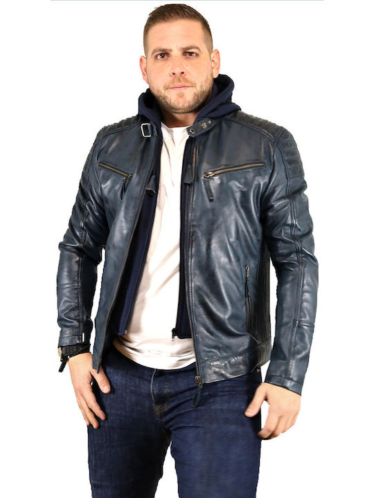 Lederjacke Dark Blue