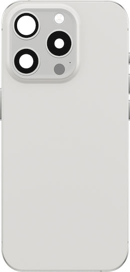 Clappio Akkuabdeckung iPhone 15 Pro Vorgefertigtes Gehäuse Magsafe Modul Weiß
