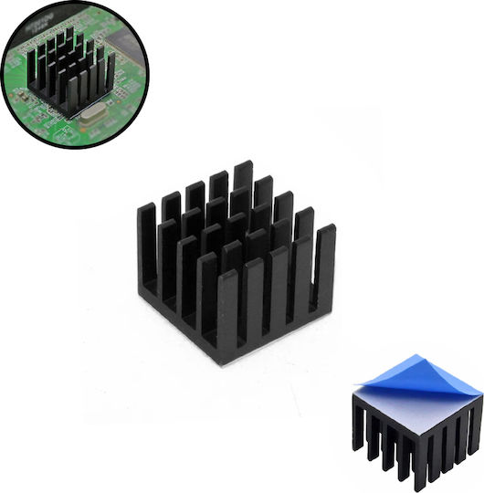 Aluminum Heat Sink Thermal Tape Self-Adhesive 20x20x16mm Electronic Chips & IC Black Pieces