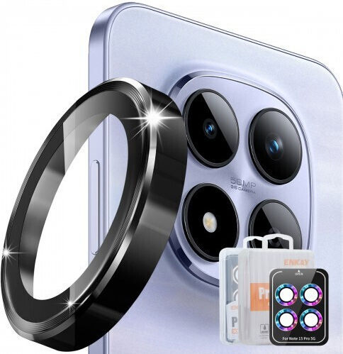 Протектор За Камера Eagle Eye Camera Lens Метална Рамка Позиционираща Плоча Xiaomi Redmi Note 15 Pro Poco M8 Pro 5G Черен