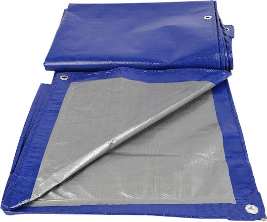 Pânză Impermeabilă 3x3m 140g/m² Densitate Inele De Fixare Albastru Gri