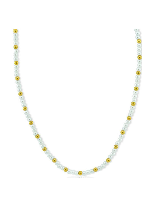 Bijou Box Necklace From Gold Plated Steel With Pearls