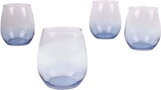 Hermia Set of Blue Glass Water Glasses 350ml 4 Pieces