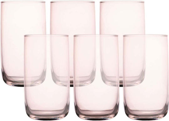 Hermia Set of Water Glasses Made of Glass in Pink Colour 365ml 6 Pieces