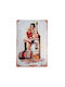 Placă Decorativă Lucrată Manual Din Metal 30x20cm