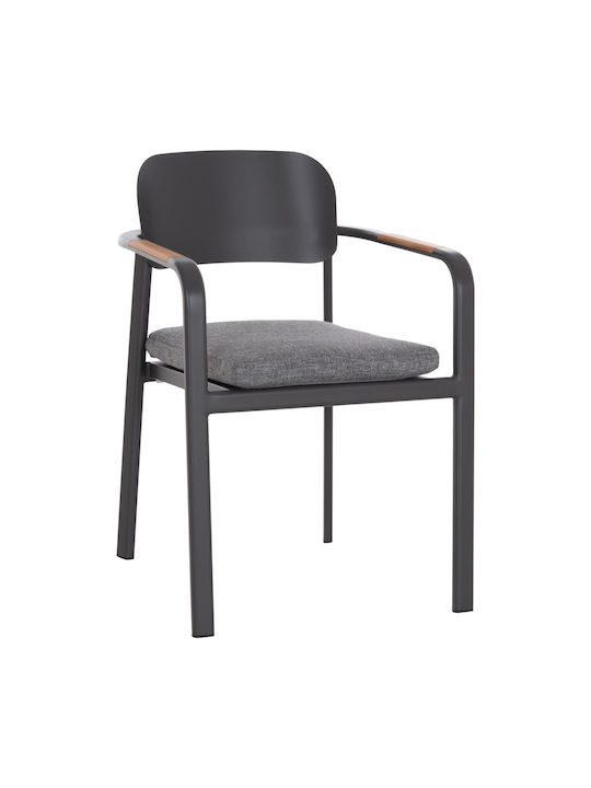 Elara Wooden Dining Armchair Gray 56x62x78cm