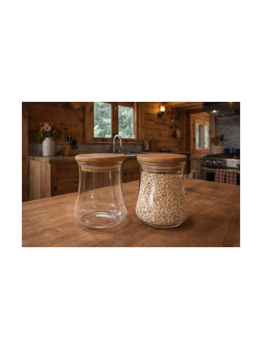 Galifas General Use Vase with Wooden Lid Transparent 750ml 1 Piece