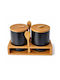 Set of 2 Coffee Sugar Jars with Lid and Stand Made of Brown Porcelain 10.5x14.5cm 2 Pieces