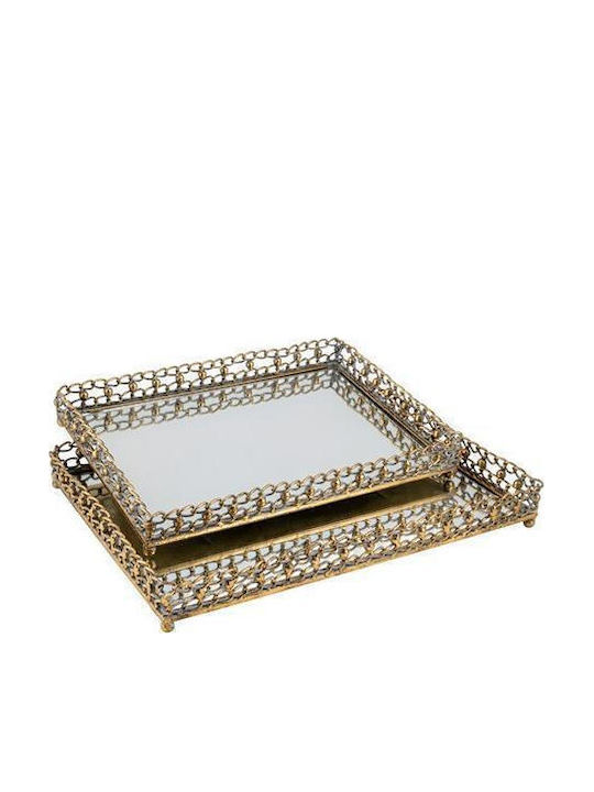 Zen Collection Διακοσμητικός Δίσκος Μεταλλικός Ορθογώνιος 2τμχ