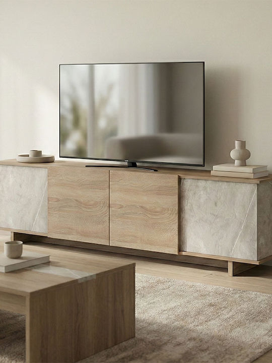 Έπιπλο Τηλεόρασης Zafore Γκρι Μπεζ Μ180xΠ33xΥ50cm