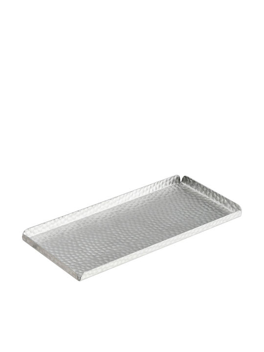 Servierplatte Rostfreier Stahl Silber 26x12cm