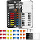 Set Cutie Siguranțe Auto 12 Ieșiri 12–32 V Afișaj Led Capac de Protecție Siguranțe Lamelare Atc Ato Incluse Mașină Motocicletă Barcă Rulotă Autorulotă