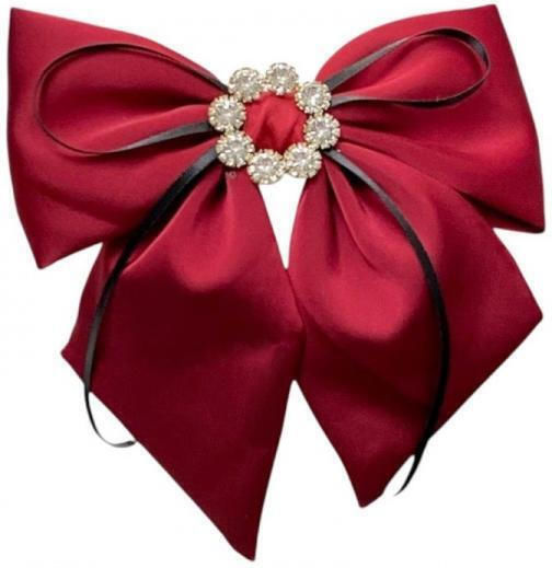 Ecarla Hair Clip Bow Rhinestones Burgundy Xl Sp441bor