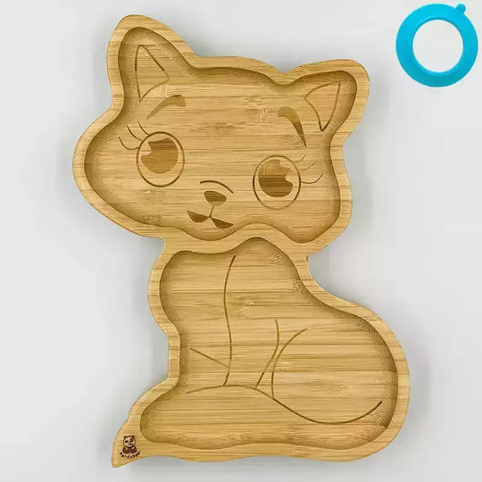 Pandaboo Παιδικό Πιάτο Φαγητού από Bamboo Γαλάζιο