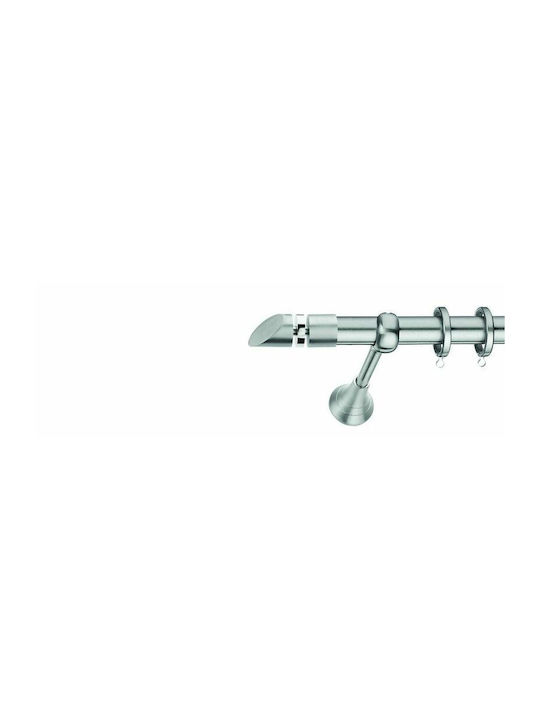 Enis by Domus Metallic Curtain Pole Karpathos Single Diameter 25mm Length 160cm Nickel Matte