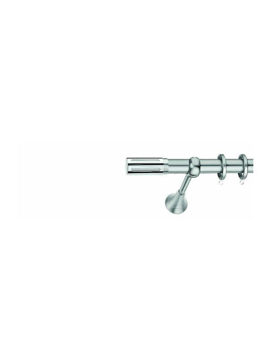 Enis by Domus Metallic Curtain Pole Arkas Single Diameter 25mm Length 160cm Nickel Matte