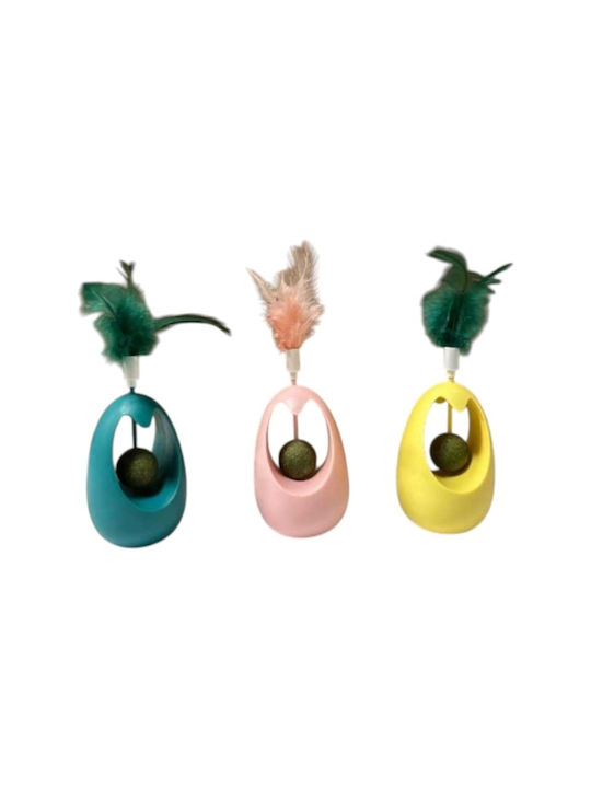 Set 3 Cat Toys Feather Catnip Assorted Colors
