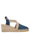 Sommer Damenplattformen im Stil Espadrilles Blau