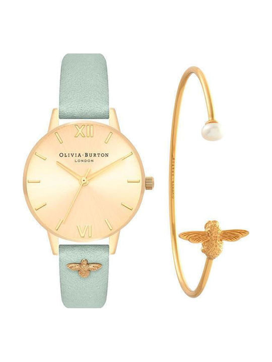 Olivia Burton Γυναικείο Ρολόι 34mm Μπαταρίας σε Γαλάζιο Χρώμα
