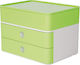 Han Allison Cutie Cu Sertare 2 Sertare Cu Compartimentare Cutie Pentru Accesorii Inclusiv Management Cabluri Suprapozabilă Pentru Birou Picioare Din Cauciuc Compatibile Cu Mobilier 1100-80 Luciu Intens Verde Lime