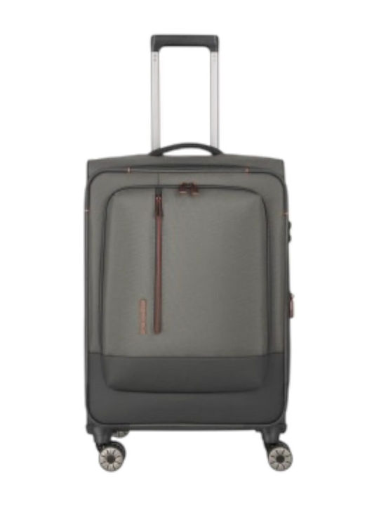 Travelite Medium Fabric Travel Suitcase Dark Olive with 4 Wheels Height 66cm 92948-86M