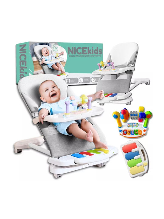 NICEkids Electric Relax Măsuță Pentru Bebeluși cu Muzică Gri pentru Copil până la 9kg