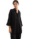 Summer Wear Boyfriend Long Sleeve Women's Linen Shirt Black