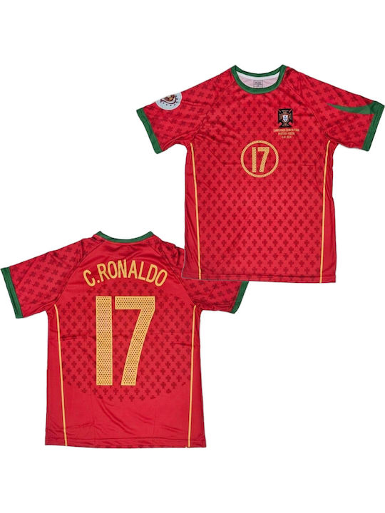 Football Jersey C.ronaldo Portugal National Team Euro 2004 Red Balón De Oro Red Unisex Ab100