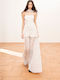 Summer Maxi Evening Strapless Ecru Dress