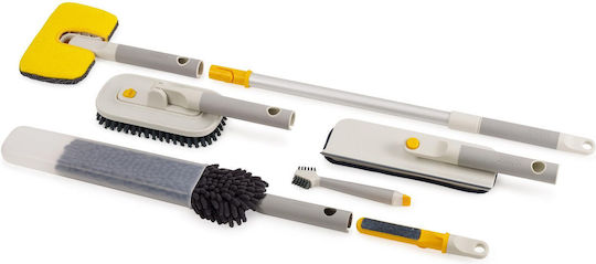 Joseph Joseph Cleantech Cleaning Set 5 Cleaning Tools + Extendable Handle Glass Tiles Surfaces Extension