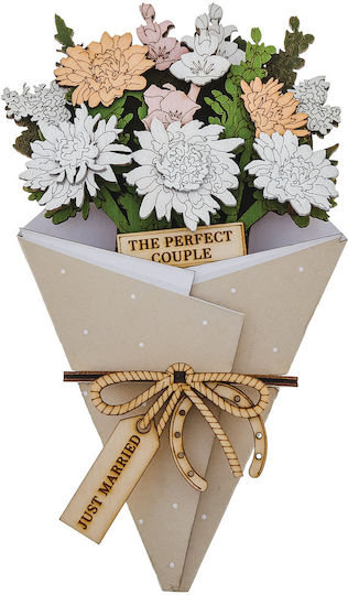 Just Married 3d Flower Figurine Card 8,5 Cm