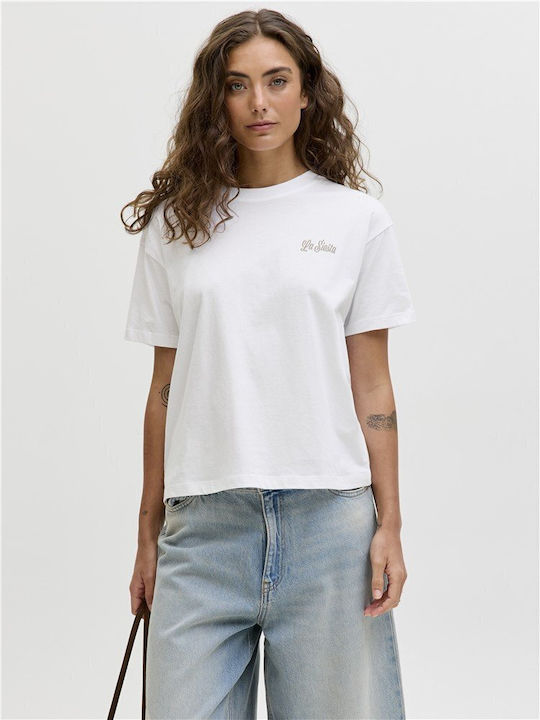 Jack & Jones Women's T-shirt Gray-White-Blue