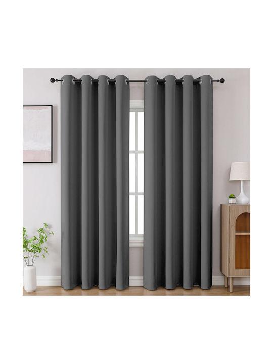 Cucraf Perdea Opacitate Fereastră Cu Capse Gri Deschis 132x213cm