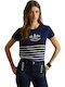 Women's T-shirt Striped Striped Blue/White