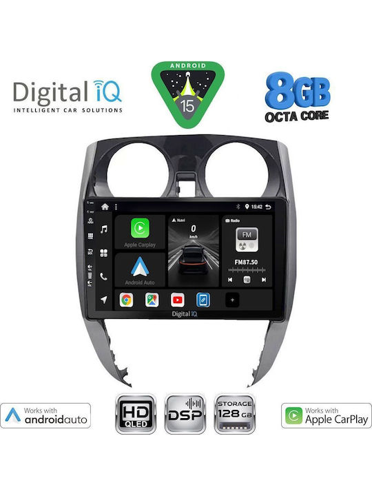 Digital IQ Car Audio System for Nissan Note 2012-2020 Bluetooth USB WiFi GPS Apple CarPlay Android Auto with 10" Touch Screen