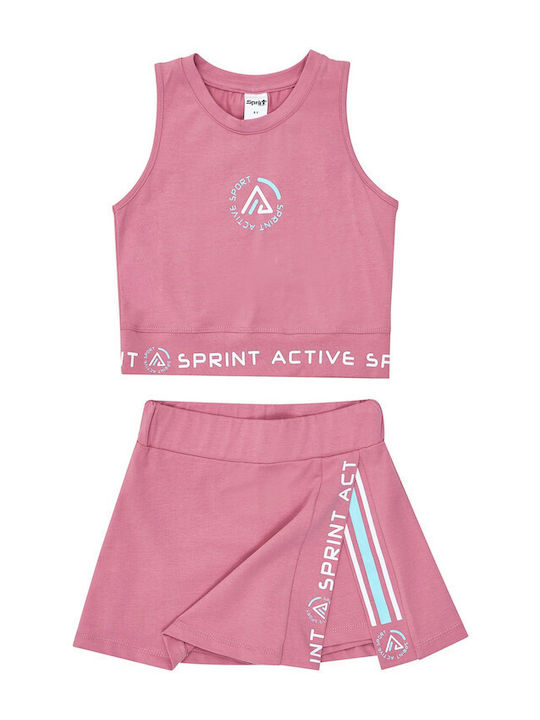 Sprint Kids Summer Set with Skirt 2pcs Pink