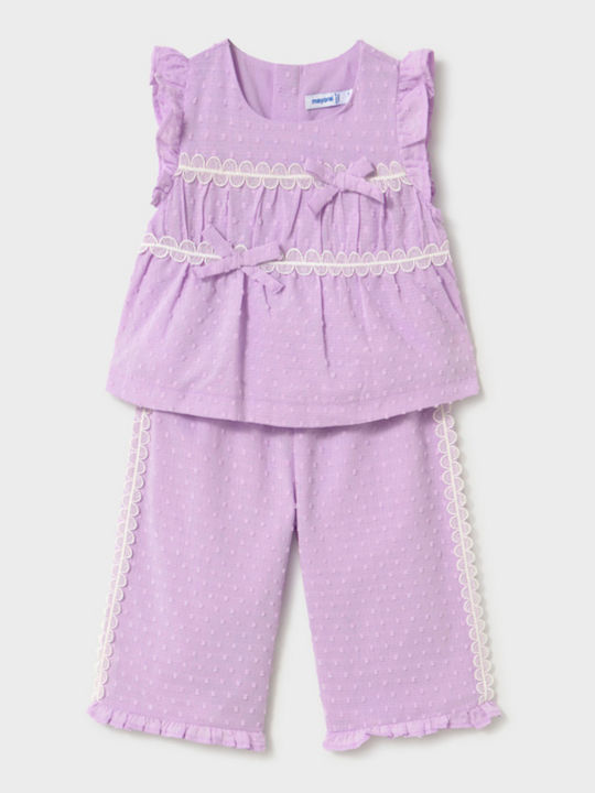 Mayoral Kids Set with Pants Summer 2pcs Lilac