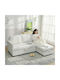 Corner Couch Bed with Reversible Angle & Storage Space Cream White 192x148x86cm