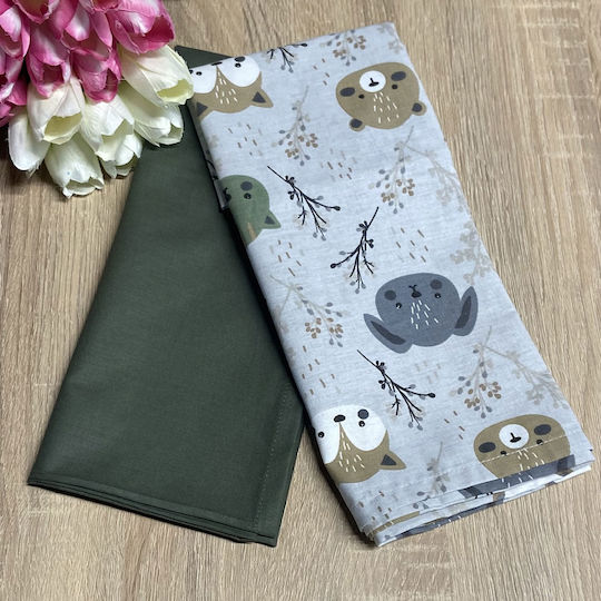 abo A Baby Swaddle Cotton Gray 75x75cm 2 Pieces