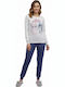 Disney Set Pijamale De Damă De Iarnă Gri Stitch