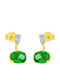 Jools Gold Plated Silver Stud Earrings with Green Stones