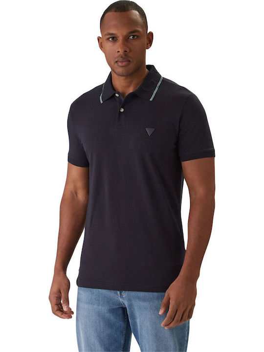 Guess Nolan Polo Herrenblusen Kurzarm Navy Blau