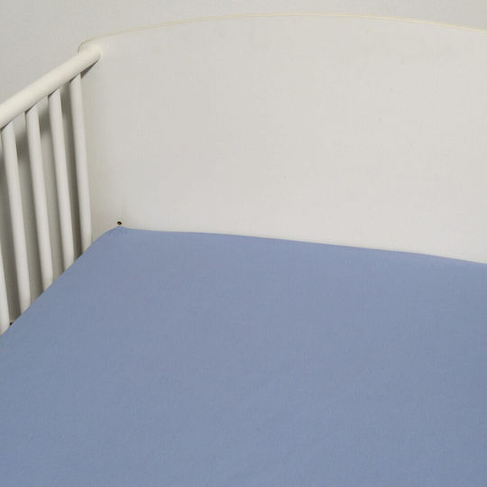 Baby Oliver Βρεφικό Σεντόνι Κούνιας Βαμβακερό με Λάστιχο Μπλε 70x140εκ.