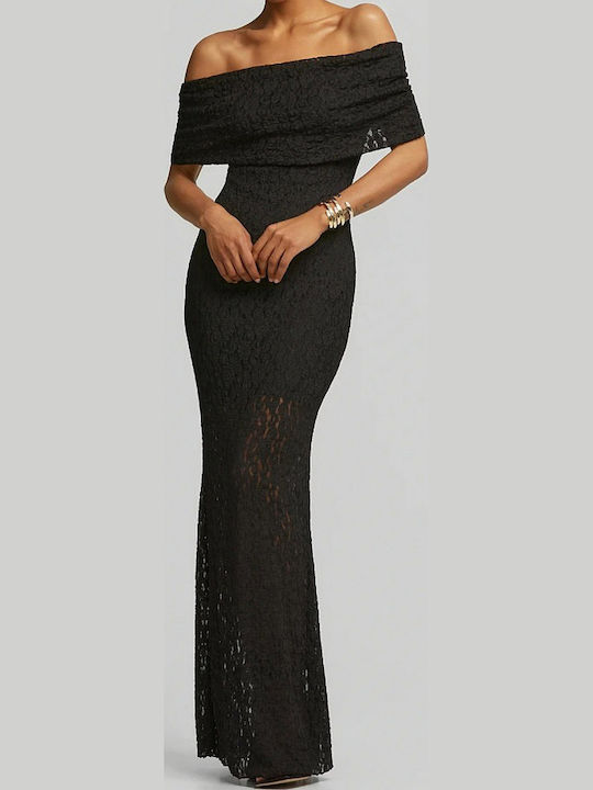 chinese dress ladies Off-The-Shoulder Black Floral Lace Long Sleeve Maxi Dress 1119 main image 0