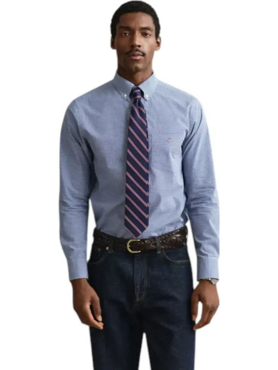 Gant Μακρυμάνικo Βαμβακερό Πουκάμισο Καρό Sky Blue