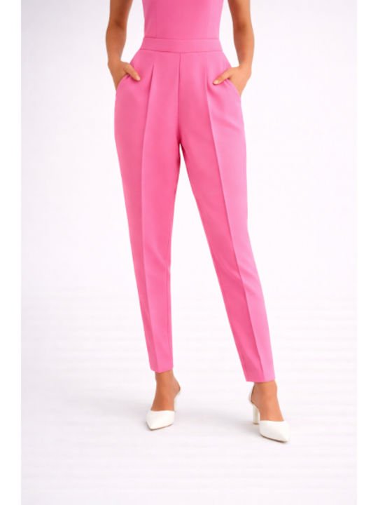 Women's Fabric Trousers in Regular Fit Pink SB-41046-26TR-PINK