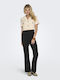 Raven Women's High Rise Fabric Flared Trousers in Regular Fit Black