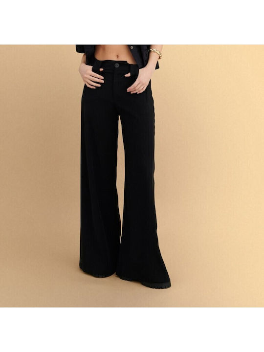 Women's High Rise Pantaloons in Loose Fit Black